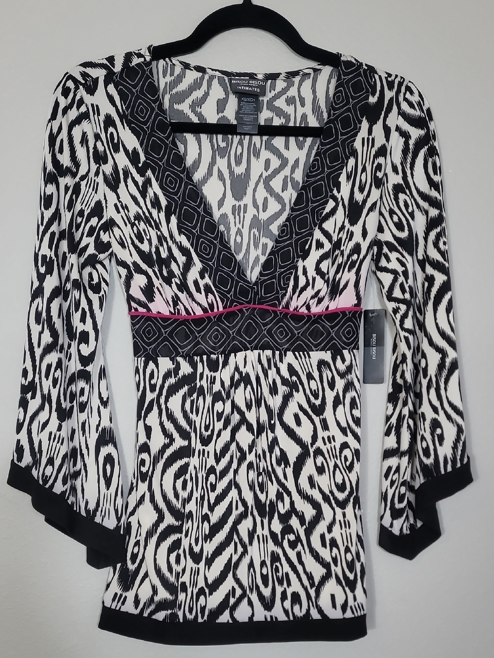 NWT Bisou Bisou Sheer Bell Sleeve Babydoll Tunic Top Size XS Y2K Whimsigoth